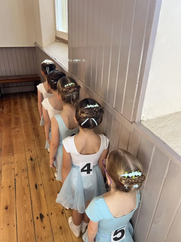 Young ballet pupils lined up at the barre at Zoar Chapel, Wisborough Green